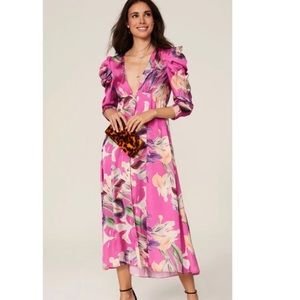 PatBo Pink Floral Puff Sleeve Dress